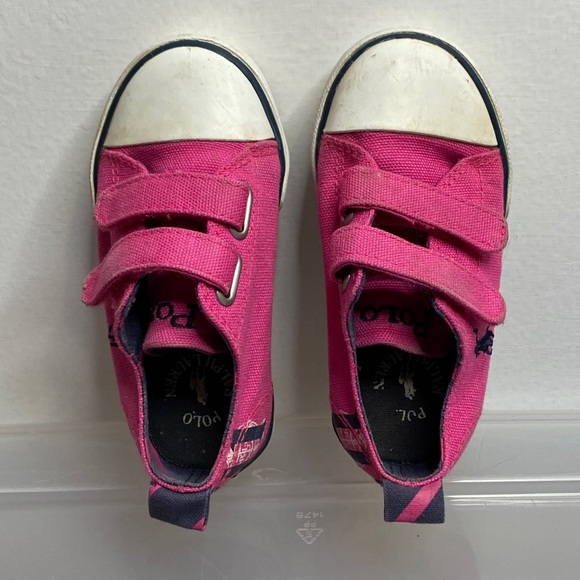Polo Ralph Lauren Size 7 Pink Canvas Velcro Shoes - Picture 5 of 9